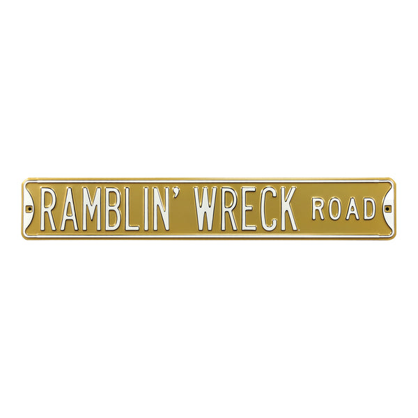 Georgia Tech Yellow Jackets Ramblin' Wreck Road Sign - In Gold - Front View