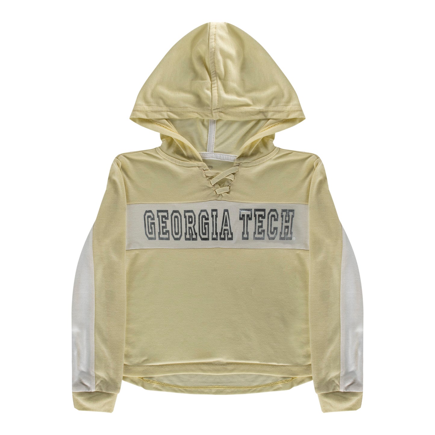 Toddler Georgia Tech Yellow Jackets Lace Up Long Sleeve Gold T-Shirt - In Gold - Front View