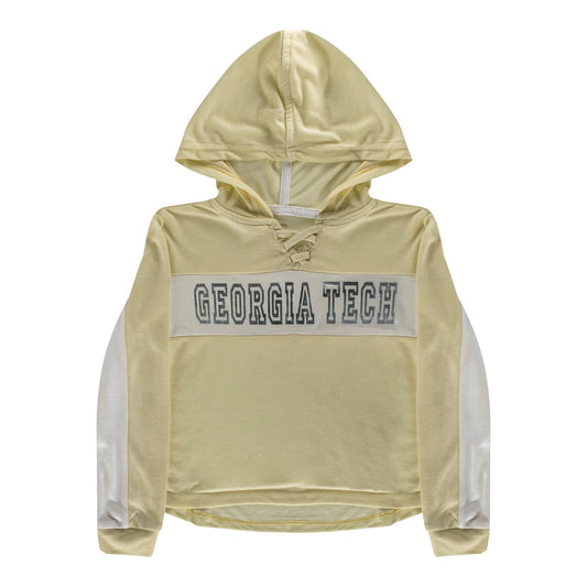 Toddler Georgia Tech Yellow Jackets Lace Up Long Sleeve Gold T-Shirt - In Gold - Front View
