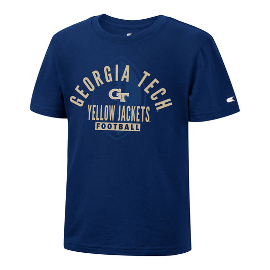 Georgia Tech Yellow Jackets Navy Toddler Football Tee - Front View
