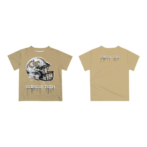 Infant Georgia Tech Yellow Jackets Dripping Football Helmet Gold T-Shirt - Main View