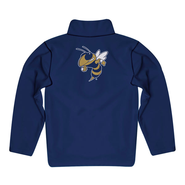 Youth Georgia Tech Yellow Jackets Buzz 1/4 Zip Navy Jacket - Back View