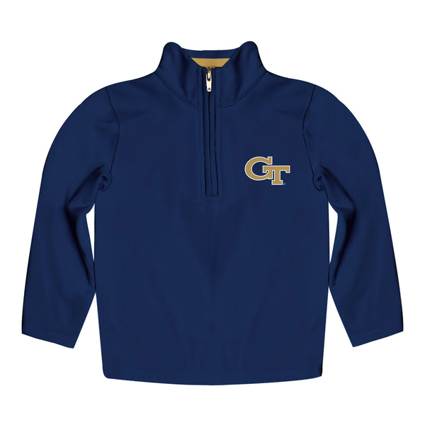 Youth Georgia Tech Yellow Jackets Buzz 1/4 Zip Navy Jacket - Front View