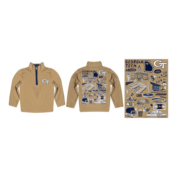 Youth Georgia Tech Yellow Jackets Impressions 1/4 Zip Gold Jacket - Multi View