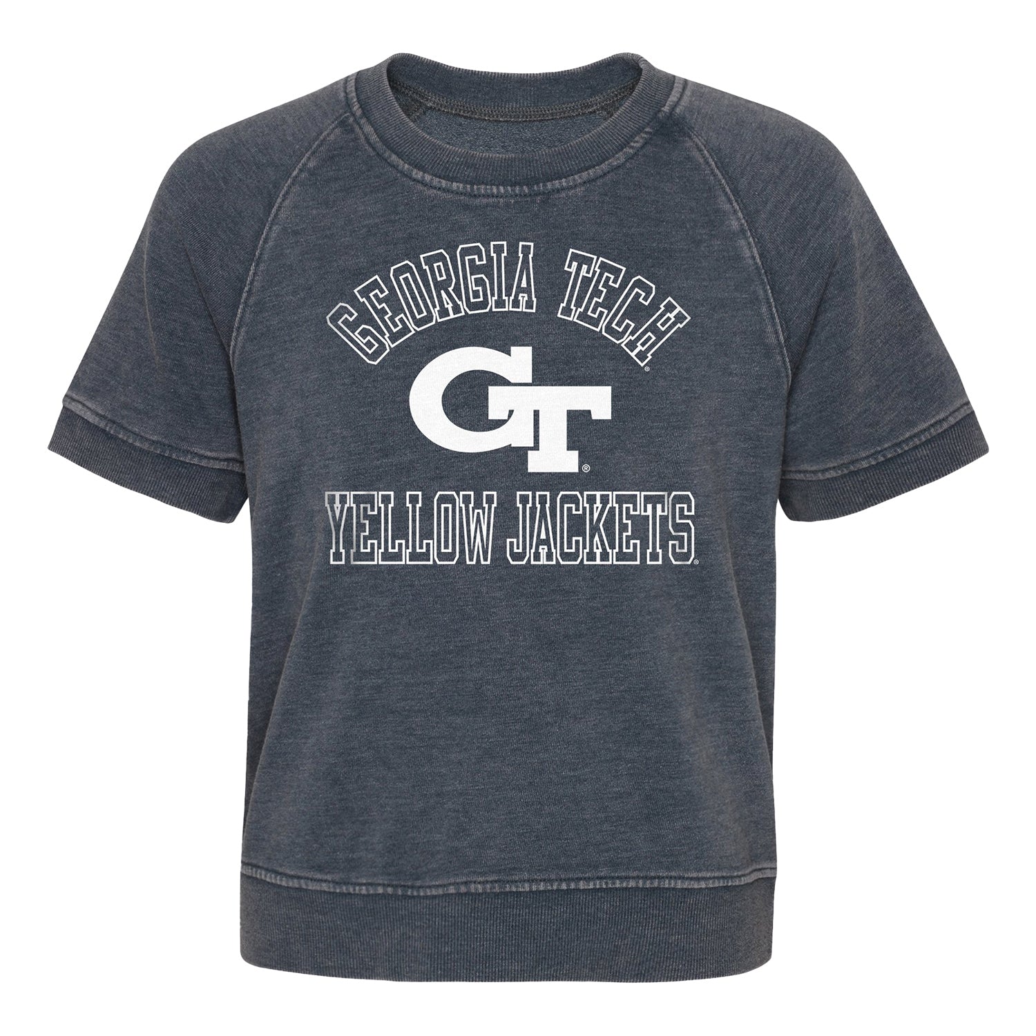 Girls Georgia Tech Yellow Jackets Cheer Squad Grey Short Sleeve Sweatshirt - Front View