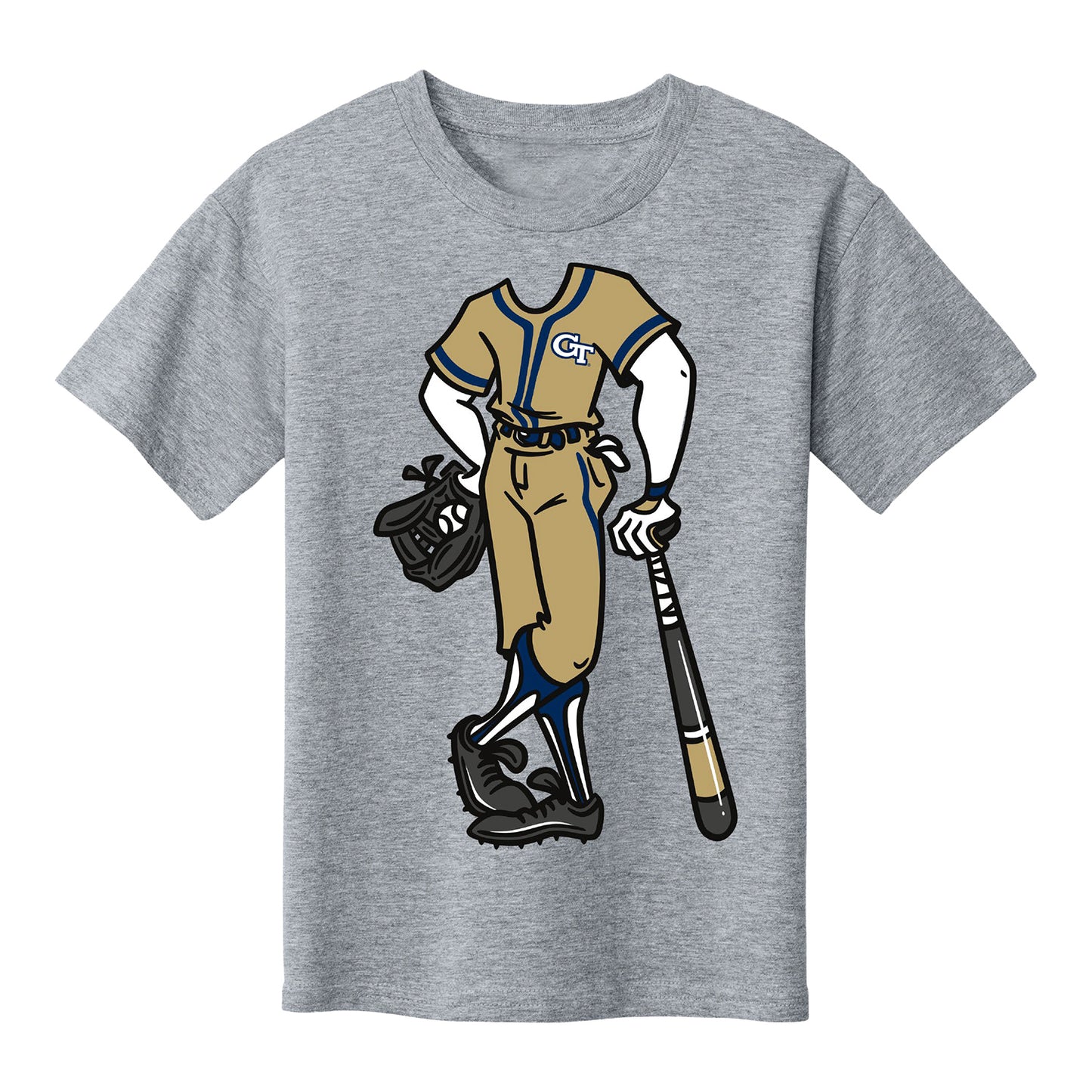 Georgia Tech Yellow Jackets Baseball Youth Player Grey Tee - Front View