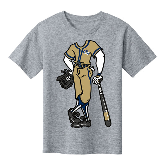 Georgia Tech Yellow Jackets Baseball Youth Player Grey Tee