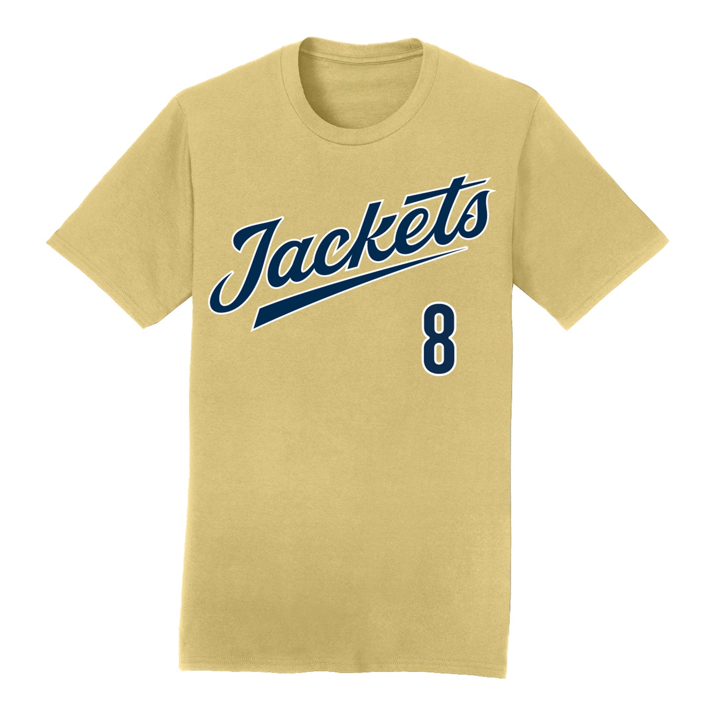 Georgia Tech Men's Baseball Student Athlete T-Shirt #8 Drew Burress - Front View