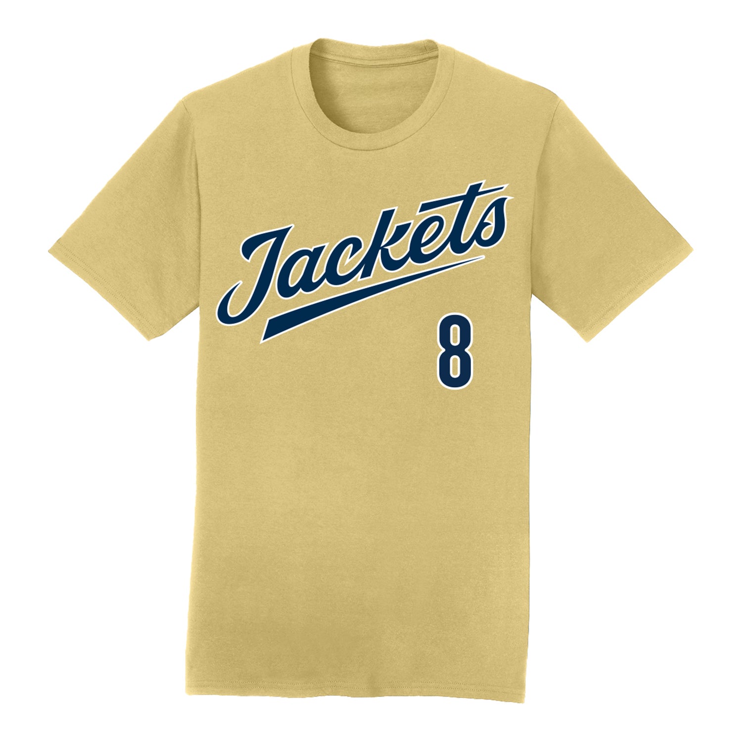 Georgia Tech Men's Baseball Student Athlete T-Shirt #8 Drew Burress - Front View