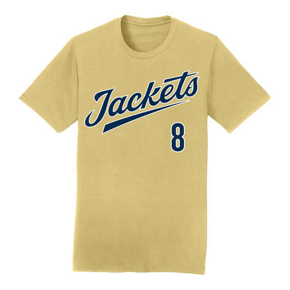 Georgia Tech Men's Baseball Student Athlete T-Shirt #8 Drew Burress - Front View
