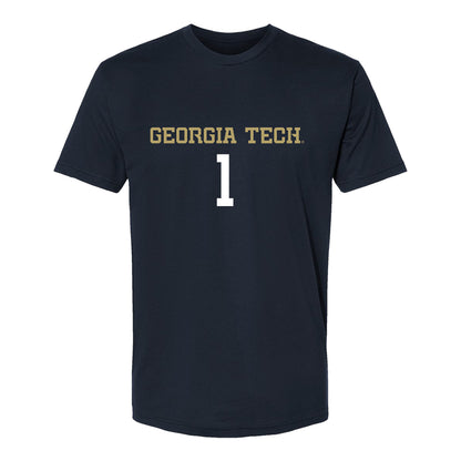 Georgia Tech Women's Volleyball Student Athlete T-Shirt #1 DeAndra Pierce In Black - Front View