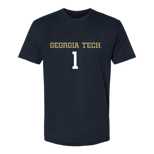 Georgia Tech Women's Volleyball Student Athlete T-Shirt #1 DeAndra Pierce In Black - Front View