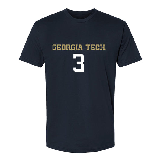 Georgia Tech Women's Volleyball Student Athlete T-Shirt #3 Anna Boezi In Black - Front View