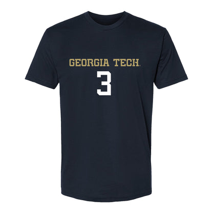 Georgia Tech Women's Volleyball Student Athlete T-Shirt #3 Anna Boezi In Black - Front View