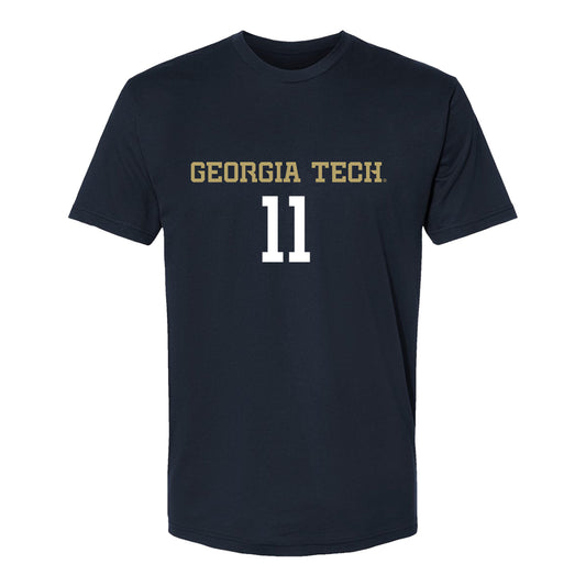 Georgia Tech Women's Volleyball Student Athlete T-Shirt #11 Larissa Mendes In Black - Front View