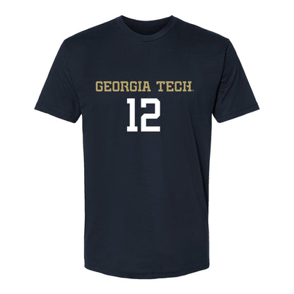 Georgia Tech Women's Volleyball Student Athlete T-Shirt #12 Lameen Mambu In Black - Front View