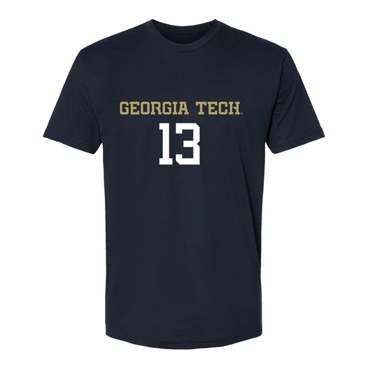Georgia Tech Women's Volleyball Student Athlete T-Shirt #13 Heloise Soares In Black - Front View