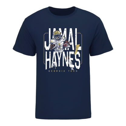 Georgia Tech Football Student Athlete NIL Breakthrough T-Shirt - #1 Jamal Haynes In Navy - Front View