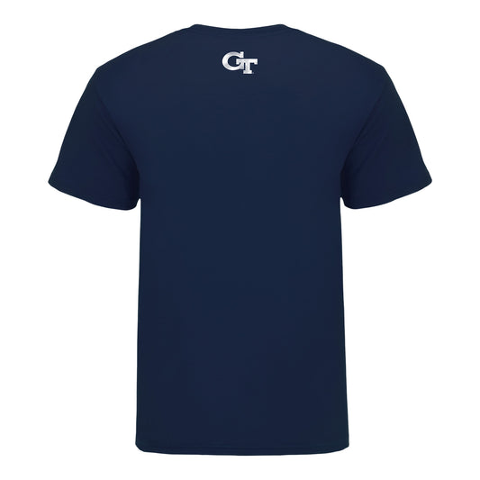 Georgia Tech Football Student Athlete NIL State T-Shirt - #3 Ahmari Harvey In Navy - Back View