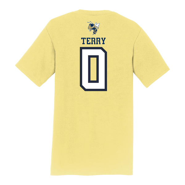 Georgia Tech Yellow Jackets Men's Basketball NIL Athlete T-Shirt - #0 Lance Terry - Back View