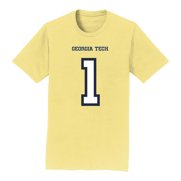 Georgia Tech Yellow Jackets Men's Basketball NIL Athlete T-Shirt - #1 Naithan George - Front View