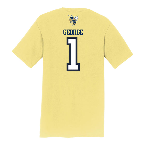 Georgia Tech Yellow Jackets Men's Basketball NIL Athlete T-Shirt - #1 Naithan George - Back View