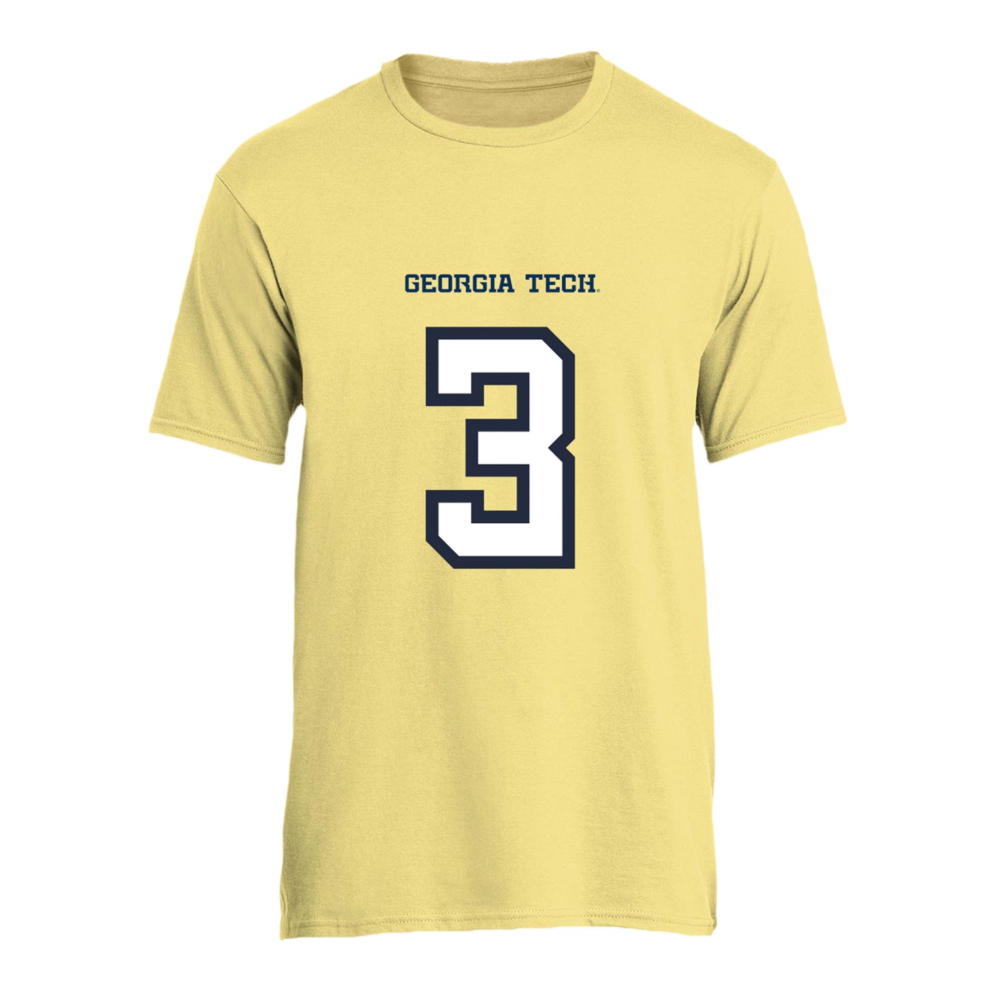Georgia Tech Adidas Men's Basketball Student Athlete T-Shirt #3 Jaeden Mustaf - Front View