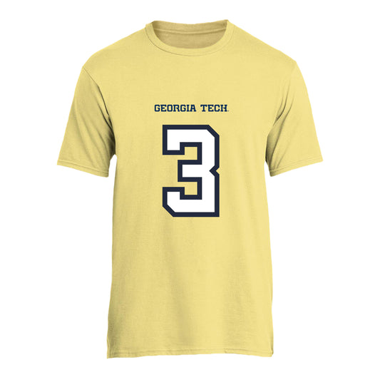 Georgia Tech Adidas Men's Basketball Student Athlete T-Shirt #3 Jaeden Mustaf - Front View