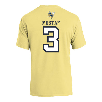 Georgia Tech Adidas Men's Basketball Student Athlete T-Shirt #3 Jaeden Mustaf - Back View