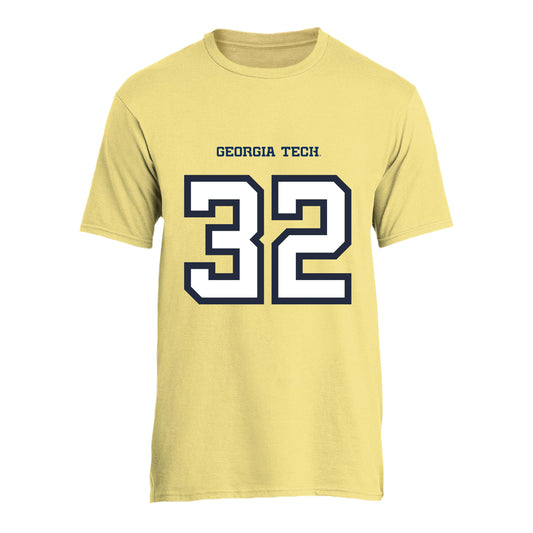 Georgia Tech Adidas Men's Basketball Student Athlete T-Shirt #32 Dyllan Thompson - Front View