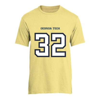 Georgia Tech Adidas Men's Basketball Student Athlete T-Shirt #32 Dyllan Thompson - Front View
