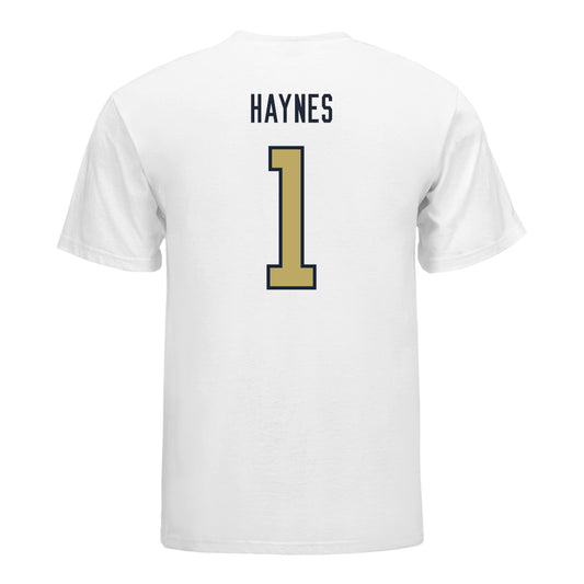Georgia Tech Yellow Jackets #1 Jamal Haynes Student Athlete Football T-Shirt In White - Back View