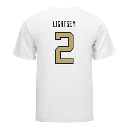 Georgia Tech Yellow Jackets #2 EJ Lightsey Student Athlete Football T-Shirt In White - Back View