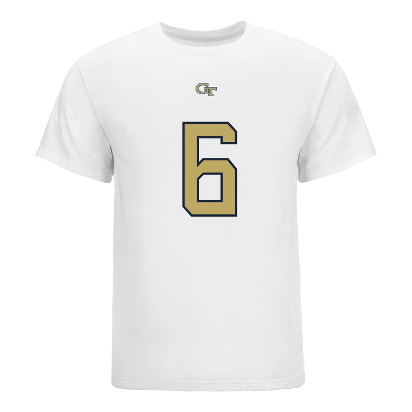 Georgia Tech Yellow Jackets #6 Rodney Shelley Jr. Student Athlete Football T-Shirt In White - Front View