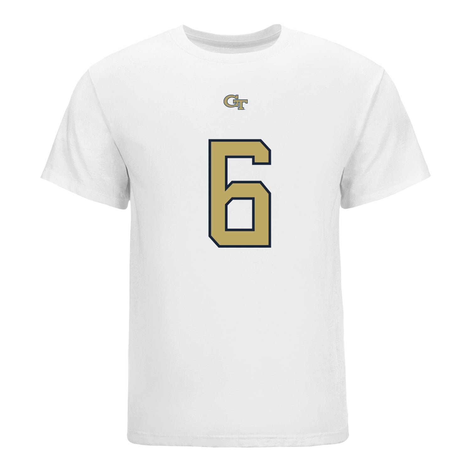 Georgia Tech Yellow Jackets #6 Rodney Shelley Jr. Student Athlete Football T-Shirt In White - Front View