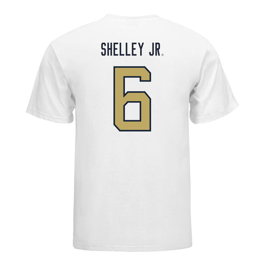 Georgia Tech Yellow Jackets #6 Rodney Shelley Jr. Student Athlete Football T-Shirt In White - Back View
