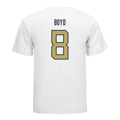 Georgia Tech Yellow Jackets #8 Jordan Boyd Student Athlete Football T-Shirt In White - Back View