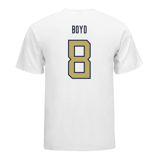 Georgia Tech Yellow Jackets #8 Jordan Boyd Student Athlete Football T-Shirt In White - Back View