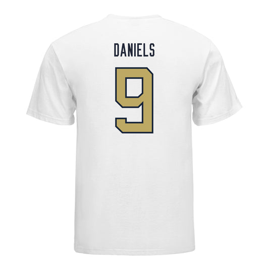 Georgia Tech Yellow Jackets #9 Omar Daniels Student Athlete Football T-Shirt In White - Back View