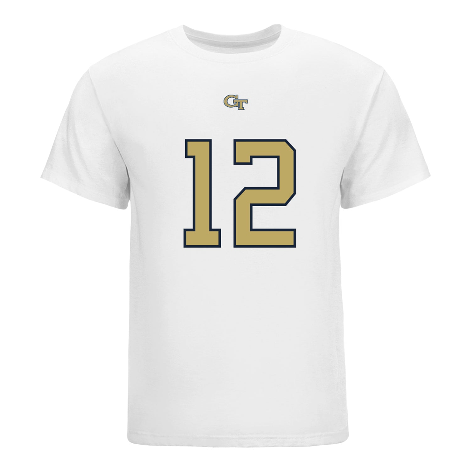 Georgia Tech Yellow Jackets #12 Aaron Philo Student Athlete Football T-Shirt IN White - Front View