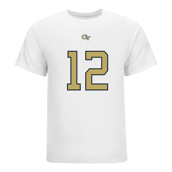 Georgia Tech Yellow Jackets #12 Aaron Philo Student Athlete Football T-Shirt IN White - Front View