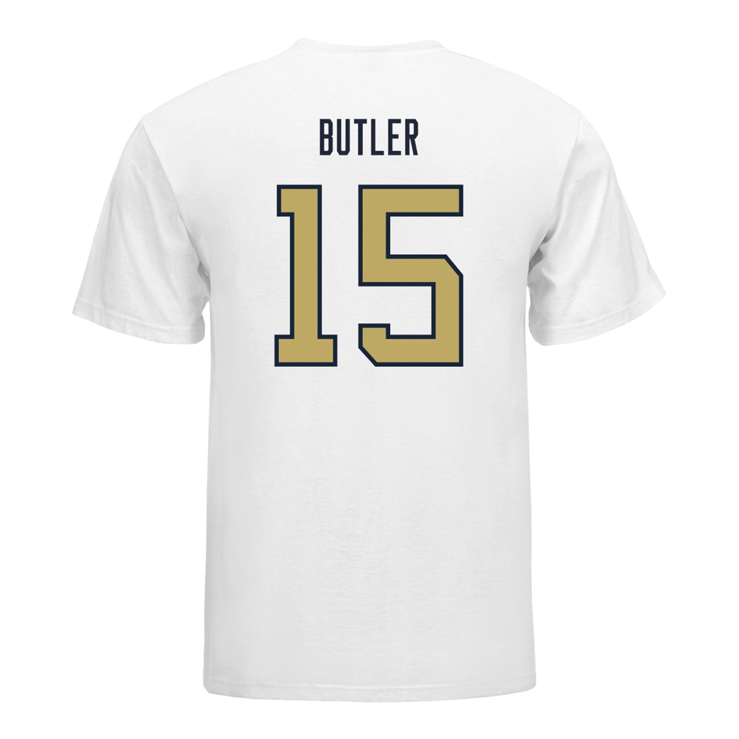 Georgia Tech Yellow Jackets #15 Tah'J Butler Student Athlete Football T-Shirt In White - Back View