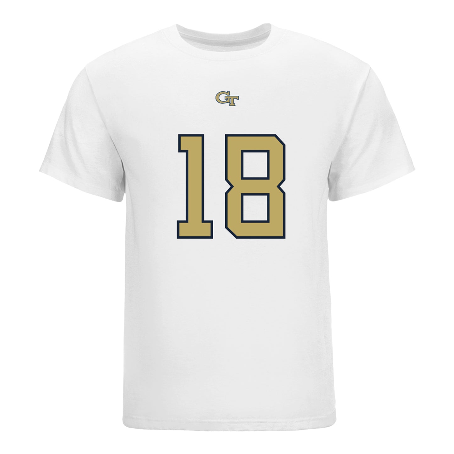 Georgia Tech Yellow Jackets #18 Troy Stevenson IV Student Athlete Football T-Shirt In White - Front View