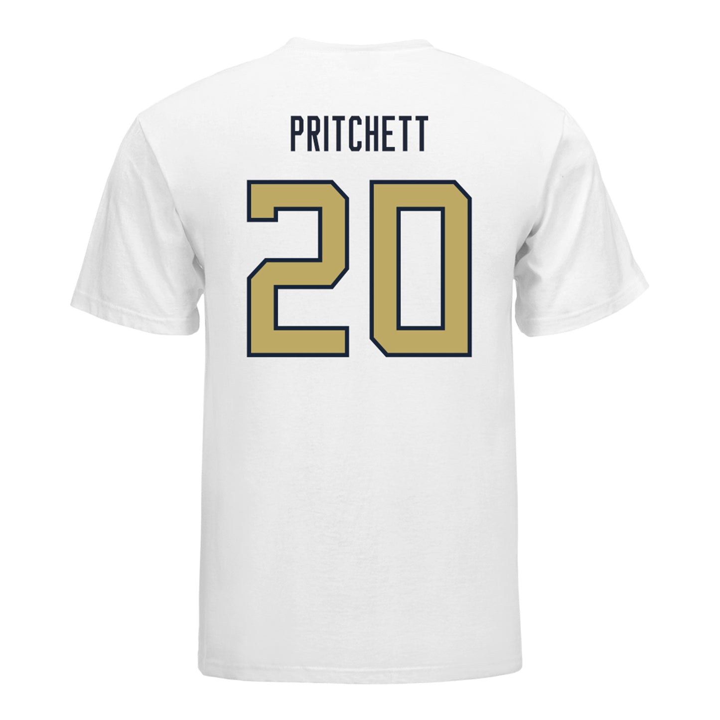 Georgia Tech Yellow Jackets #20 Christian Pritchett Student Athlete Football T-Shirt In White - Back View