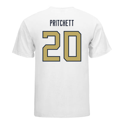 Georgia Tech Yellow Jackets #20 Christian Pritchett Student Athlete Football T-Shirt In White - Back View