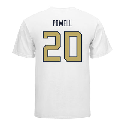Georgia Tech Yellow Jackets #20 Javiah Powell Student Athlete Football T-Shirt In White - Back View