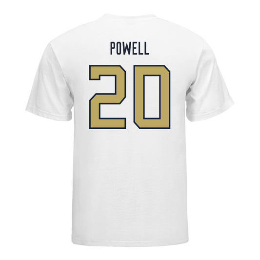 Georgia Tech Yellow Jackets #20 Javiah Powell Student Athlete Football T-Shirt In White - Back View