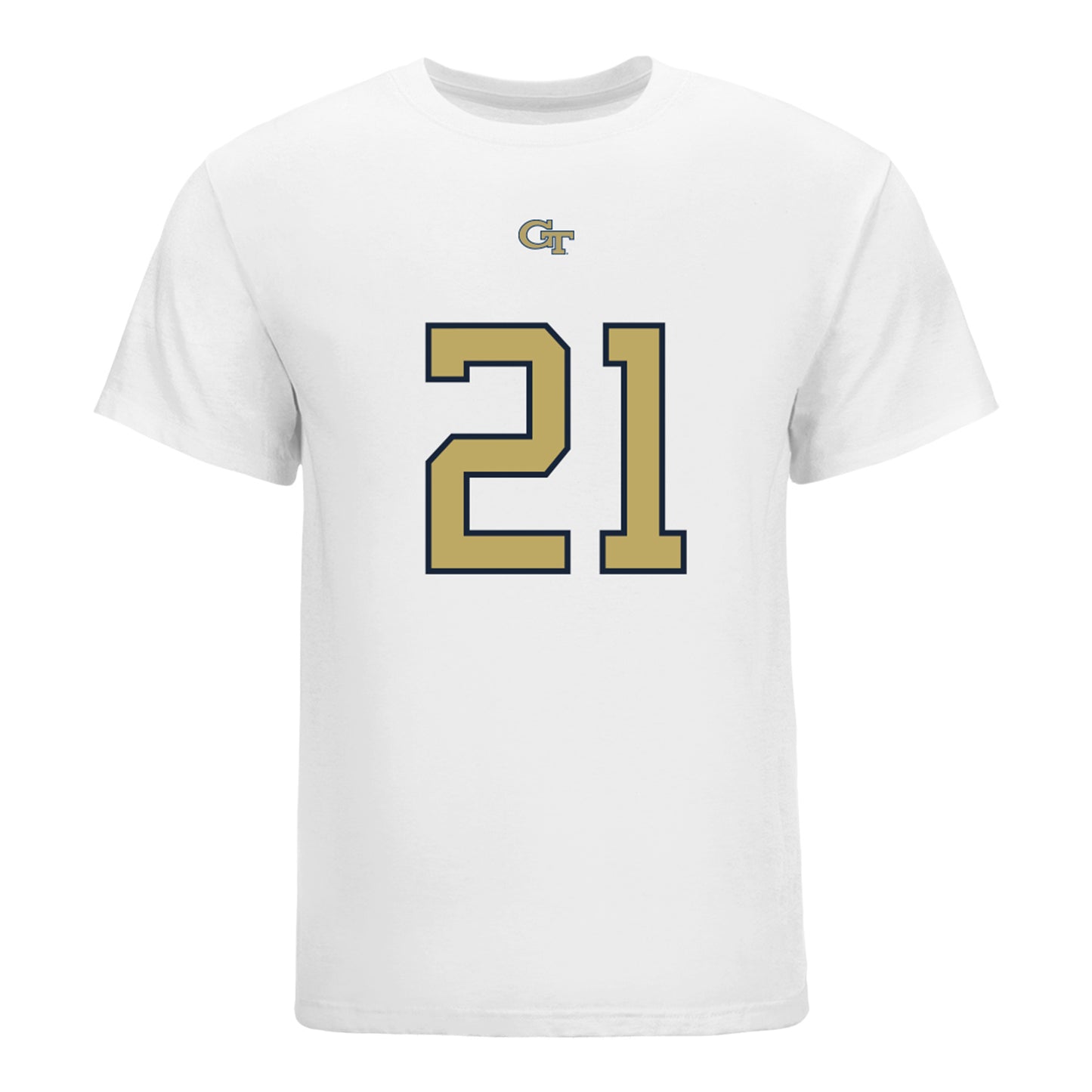 Georgia Tech Yellow Jackets #21 Elgin Sessions Student Athlete Football T-Shirt In White - Front View