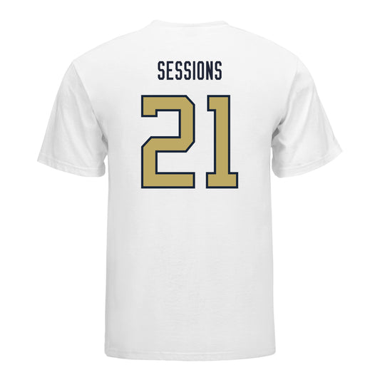 Georgia Tech Yellow Jackets #21 Elgin Sessions Student Athlete Football T-Shirt In White - Back View