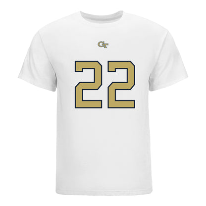 Georgia Tech Yellow Jackets #22 DJ Moore Student Athlete Football T-Shirt In White - Front View